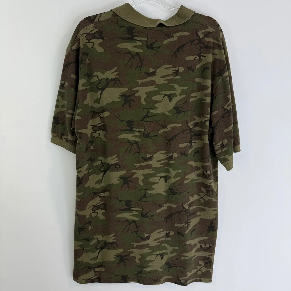 Polo Ralph Lauren Polo Shirt Mens LT L Tall Green Camo Orange Pony Logo